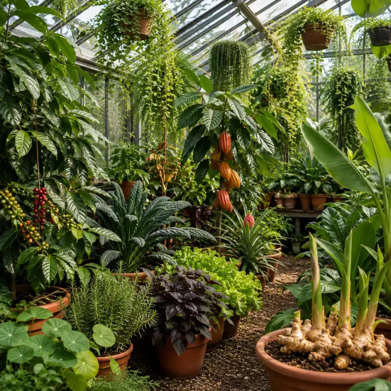 Tropical greenhouse planting with companion crops