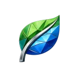 Geometric green and blue leaf